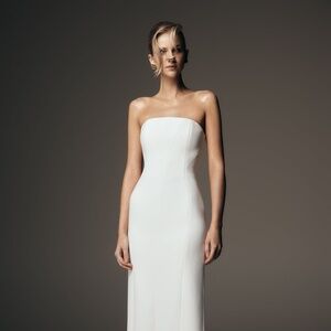 Kalila Strapless Crepe Maxi Dress - White